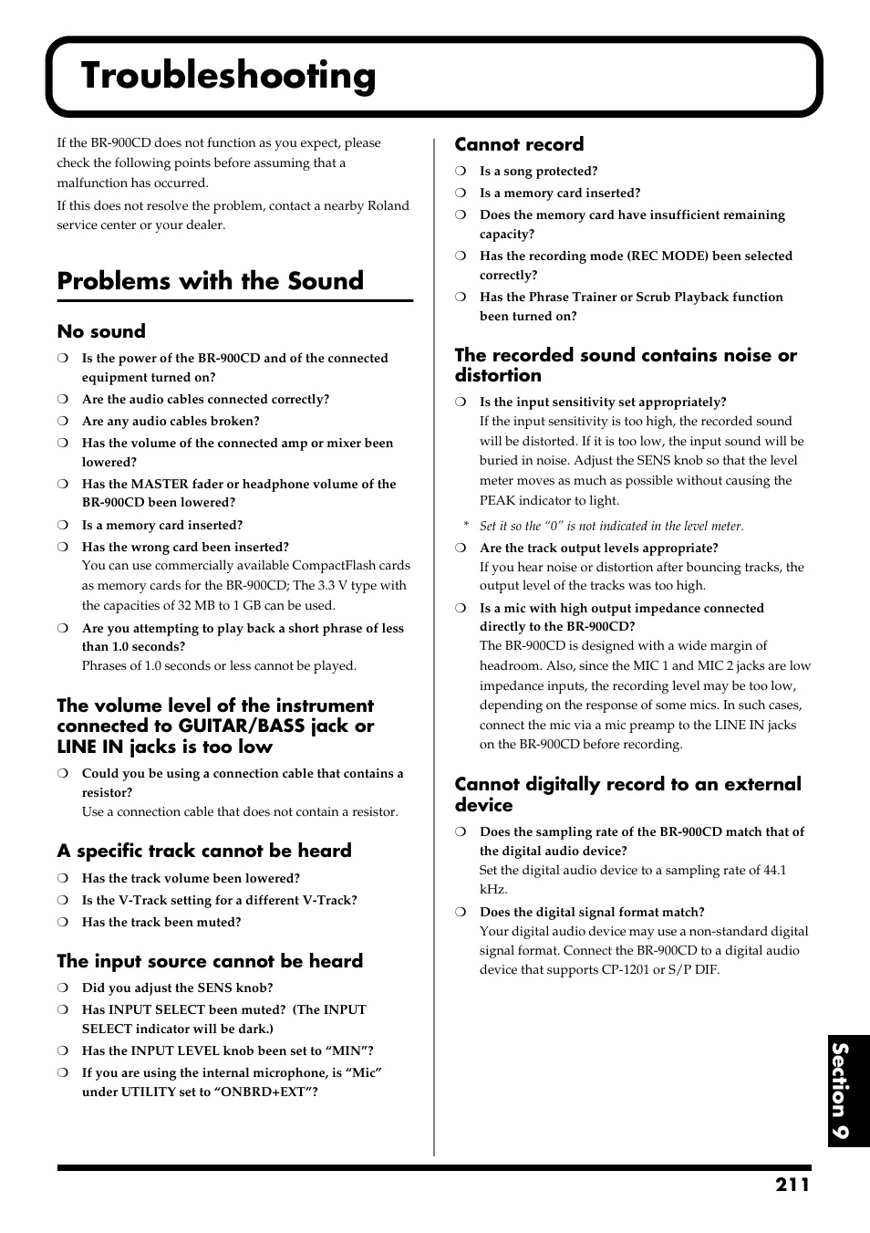 Troubleshooting, Problems with the sound | Boss Audio Systems BR-900CD User Manual | Page 211 / 232