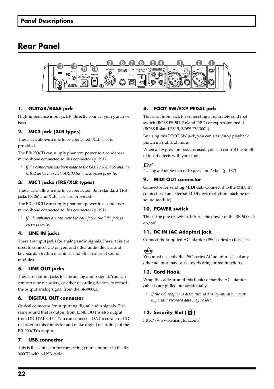 Rear panel | Boss Audio Systems BR-900CD User Manual | Page 22 / 232