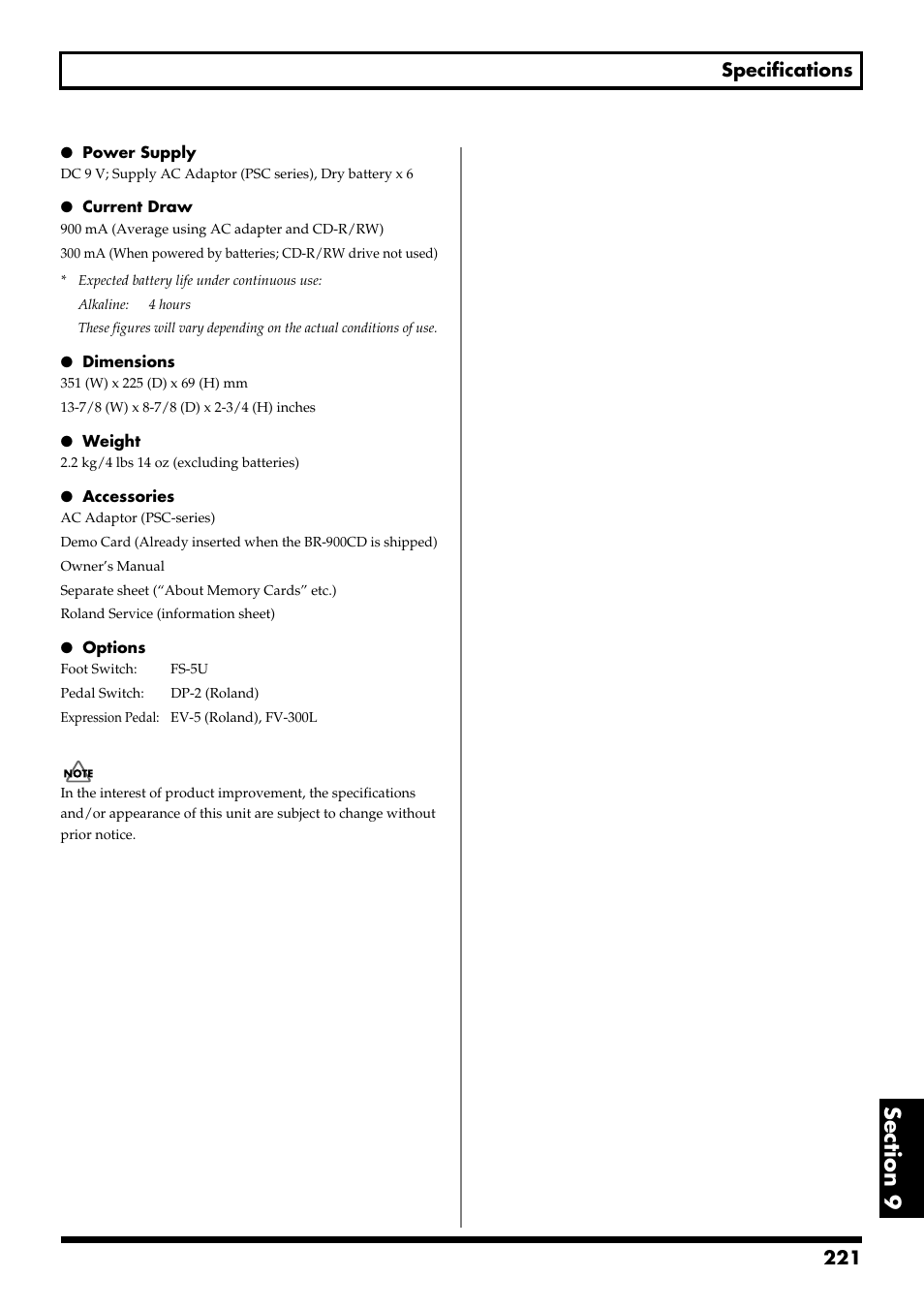 221 specifications | Boss Audio Systems BR-900CD User Manual | Page 221 / 232