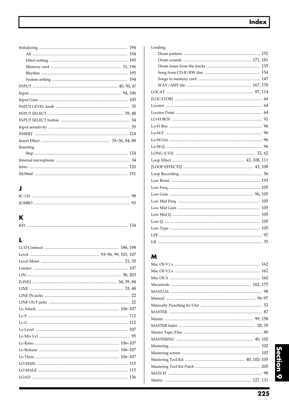 225 index | Boss Audio Systems BR-900CD User Manual | Page 225 / 232