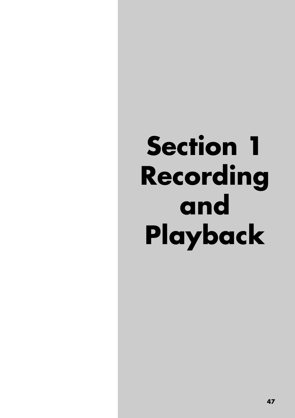 Section 1 recording and playback | Boss Audio Systems BR-900CD User Manual | Page 47 / 232