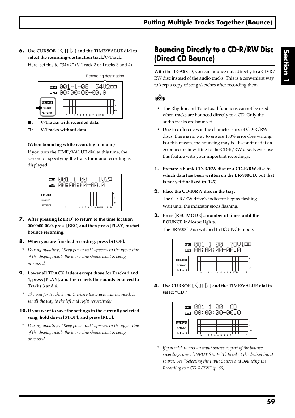 59 putting multiple tracks together (bounce) | Boss Audio Systems BR-900CD User Manual | Page 59 / 232