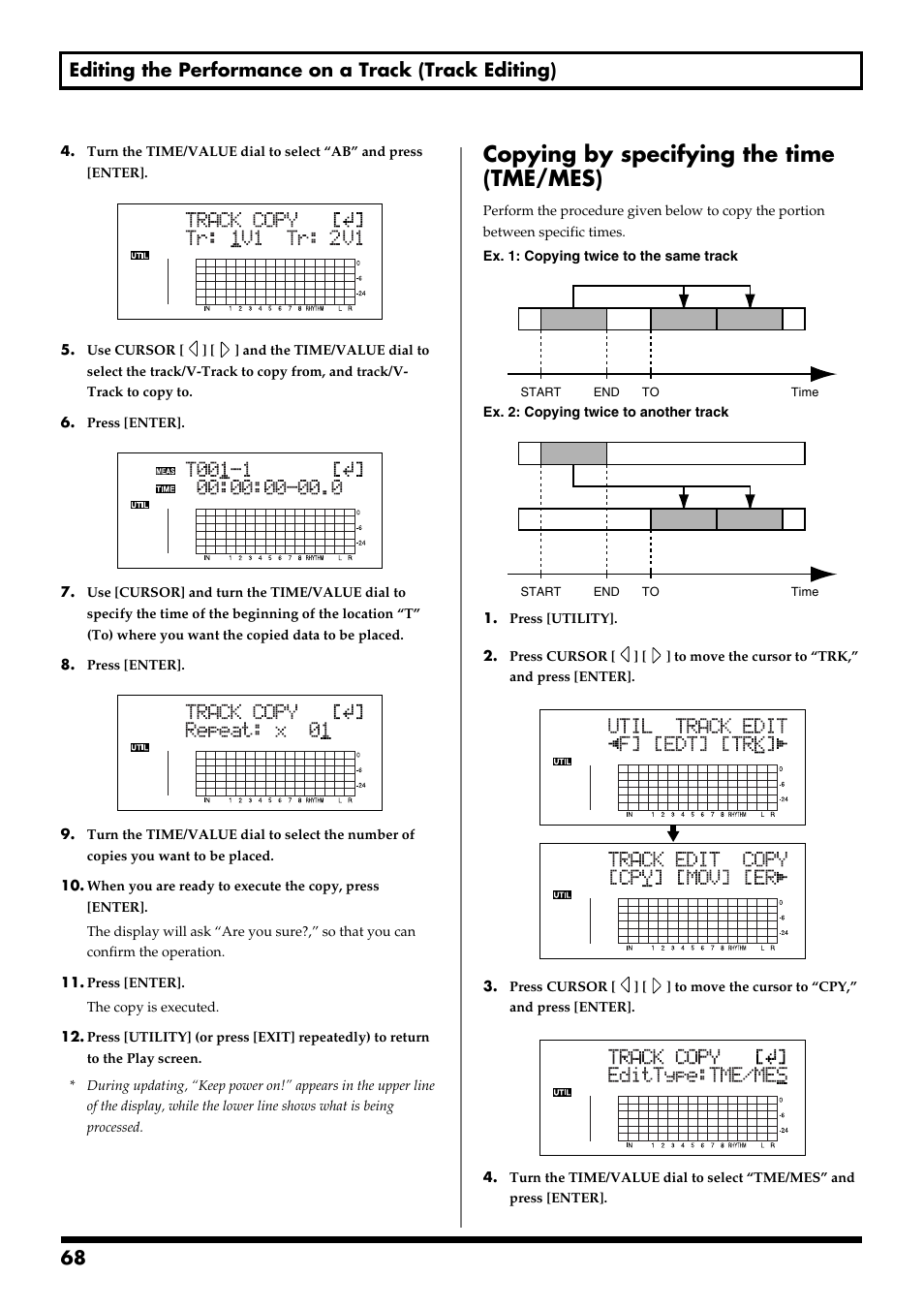 Copying by specifying the time (tme/mes) | Boss Audio Systems BR-900CD User Manual | Page 68 / 232