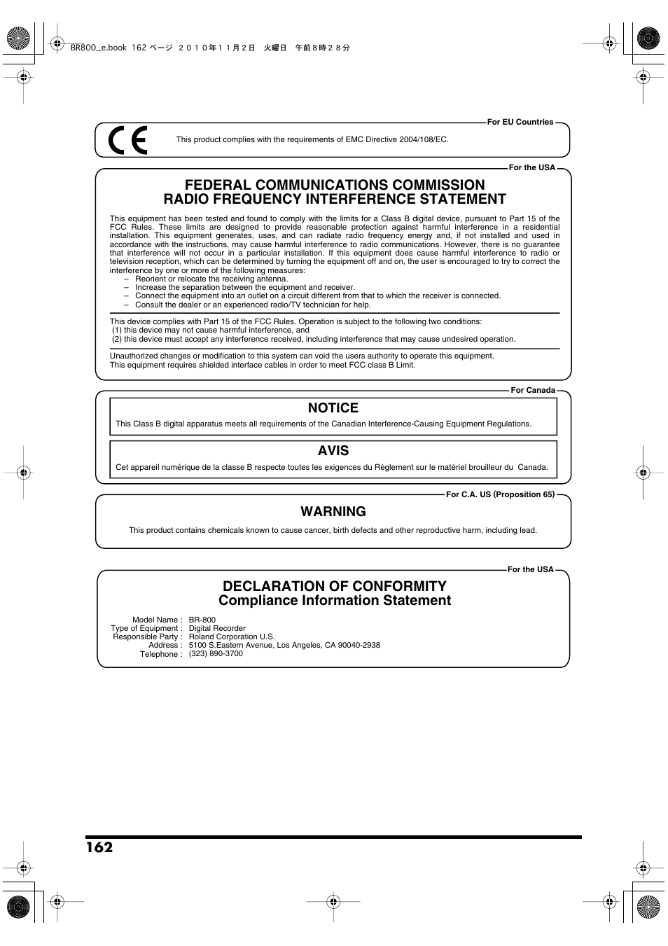Notice avis, Warning | Boss Audio Systems BR-800 User Manual | Page 162 / 164