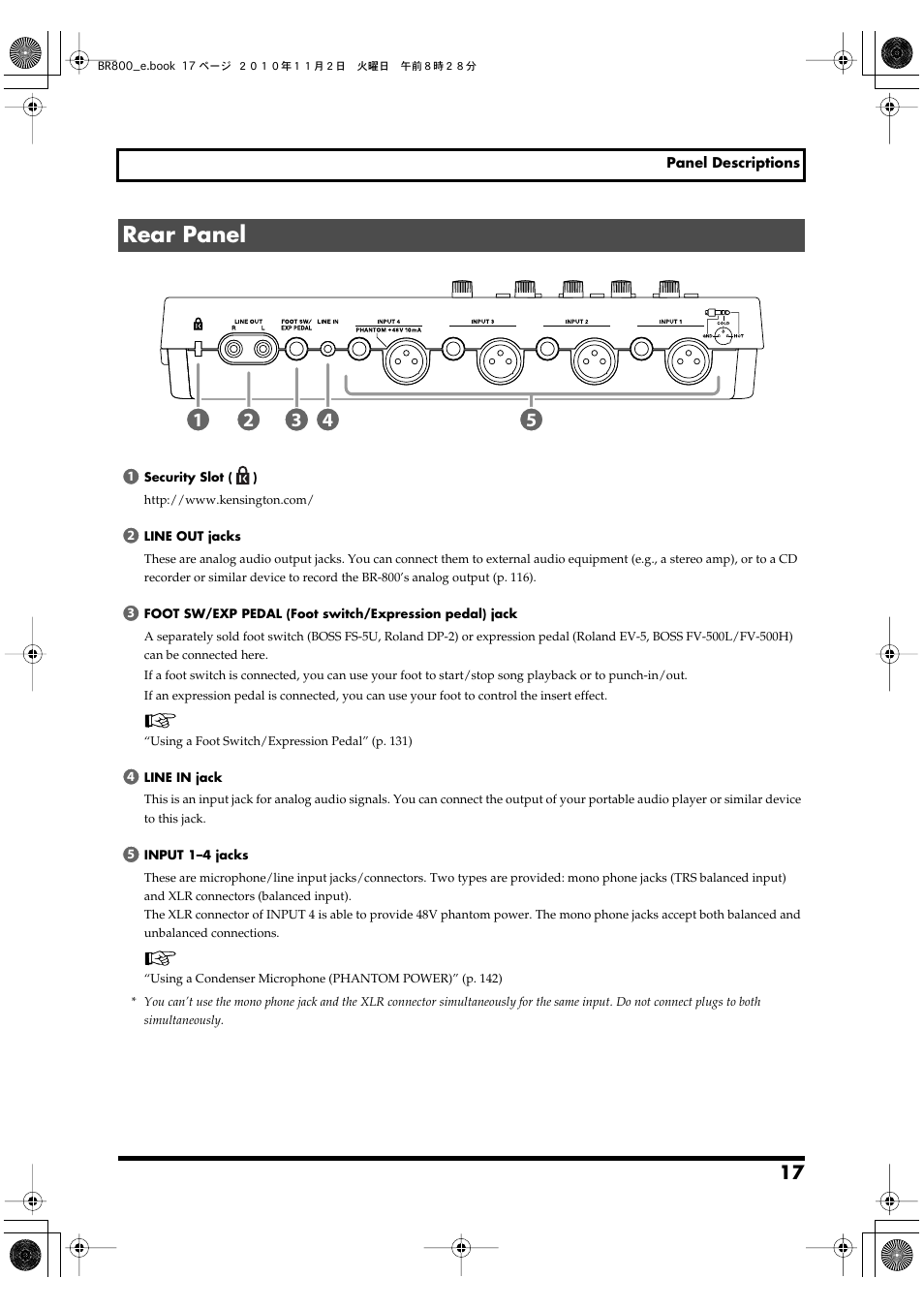 Rear panel | Boss Audio Systems BR-800 User Manual | Page 17 / 164