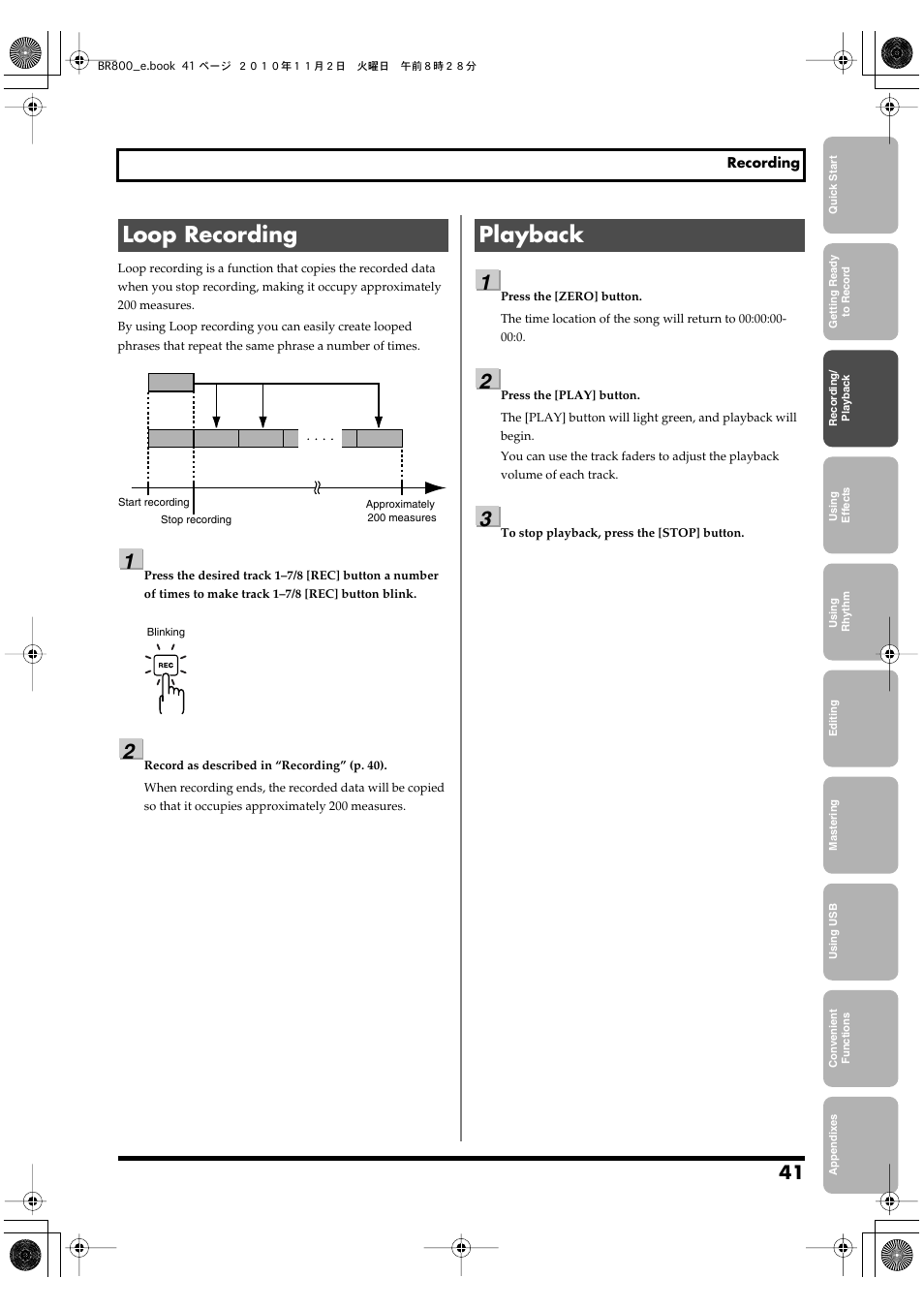 Loop recording, Playback, Loop recording playback | Playback” (p. 41) | Boss Audio Systems BR-800 User Manual | Page 41 / 164