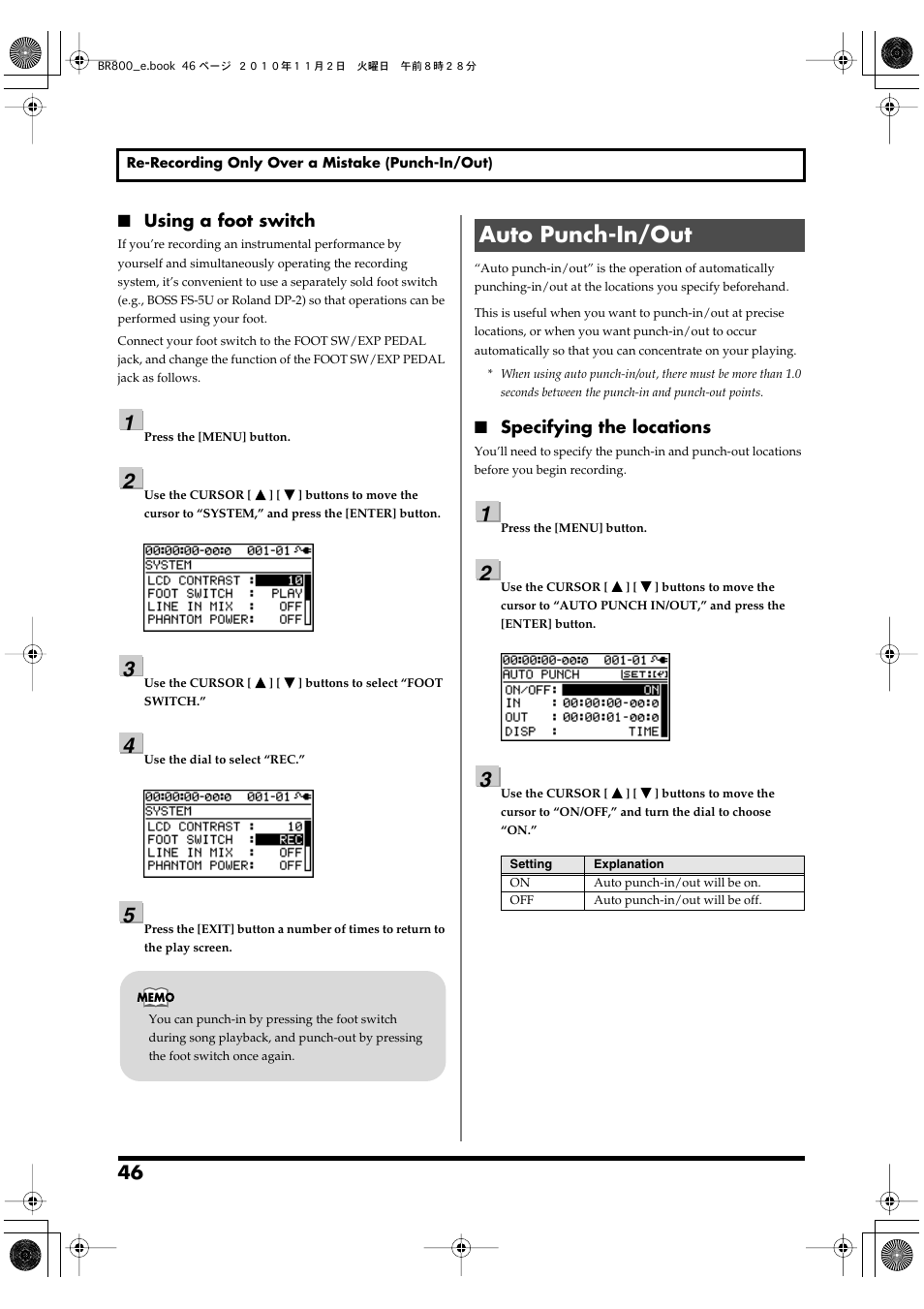 Auto punch-in/out | Boss Audio Systems BR-800 User Manual | Page 46 / 164