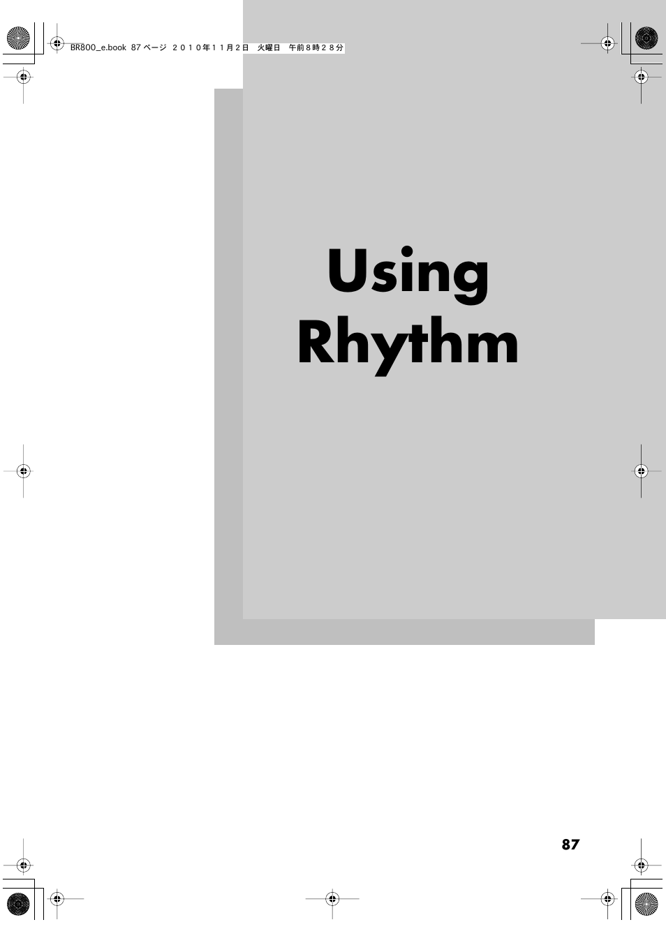 Using rhythm, Rhythm function (p. 87) | Boss Audio Systems BR-800 User Manual | Page 87 / 164