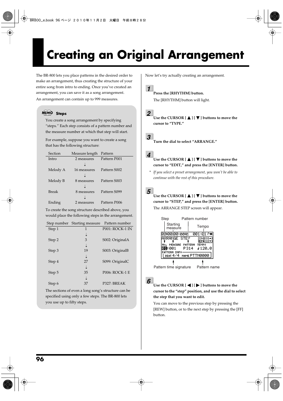 Creating an original arrangement | Boss Audio Systems BR-800 User Manual | Page 96 / 164