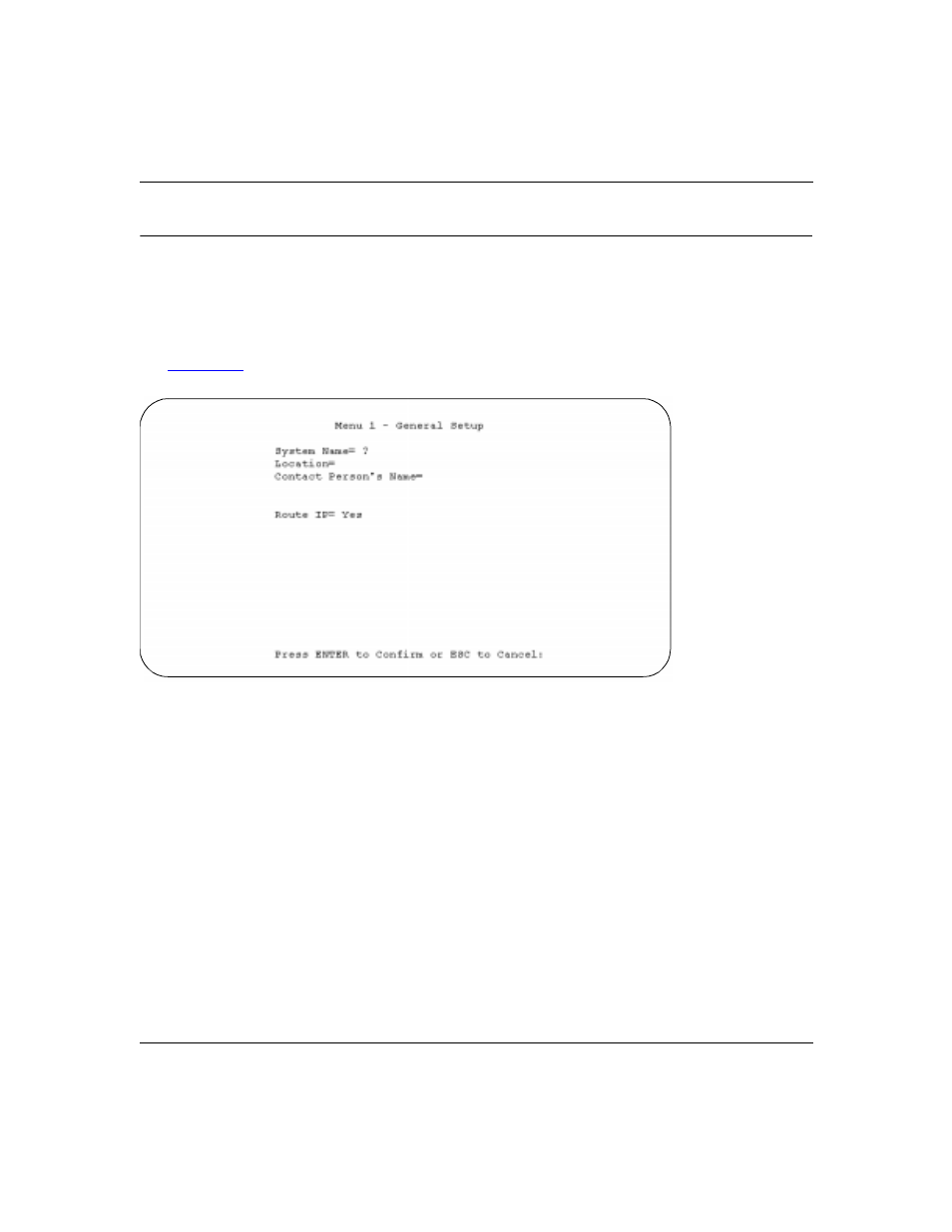 General setup menu, General setup menu -6, Figure 3-3 | Menu 1 - general setup -6 | Bay Technical Associates RM356 User Manual | Page 48 / 118