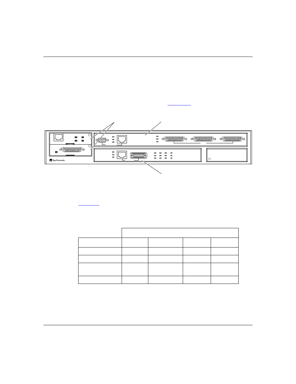 Figure b-1, Table b-1, Installing and operating baystack arn routers b-2 | Figure b-1. arn module locations, Table b-1. quick-start connector names and numbers | Bay Technical Associates BayStack ARN Routers none User Manual | Page 104 / 156