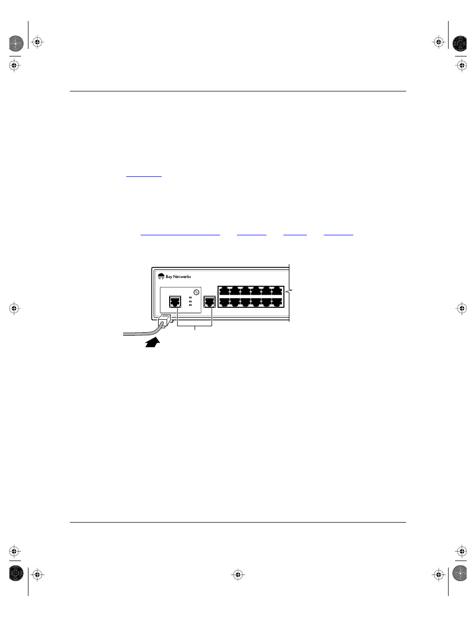 Connecting the 10/100base-tx port, Connecting the 10/100base-tx port -10, Figure 2-4 | 10/100 mb/s port connections -10, Gotiation, see, Connecting the 10/100base-tx, Port, F. see, Half-duplex and, Full-duplex mode | Bay Technical Associates BayStack 304 User Manual | Page 43 / 101