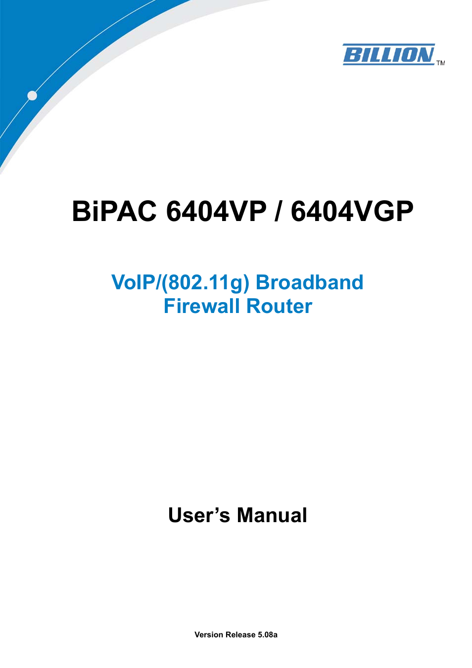 Billion Electric Company BIPAC 6404VGP User Manual | 103 pages