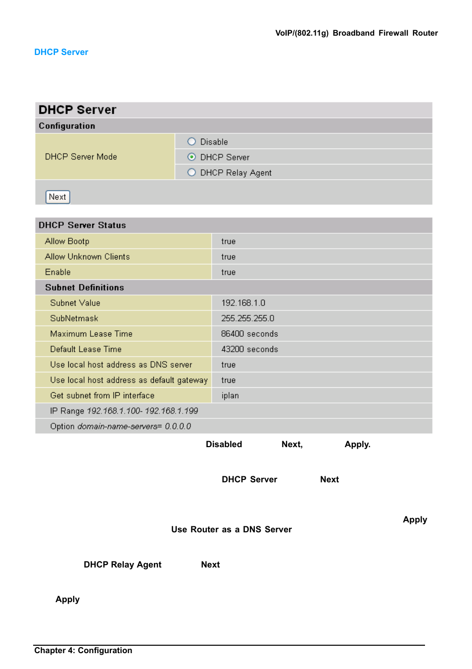 Dhcp server | Billion Electric Company BIPAC 6404VGP User Manual | Page 38 / 103