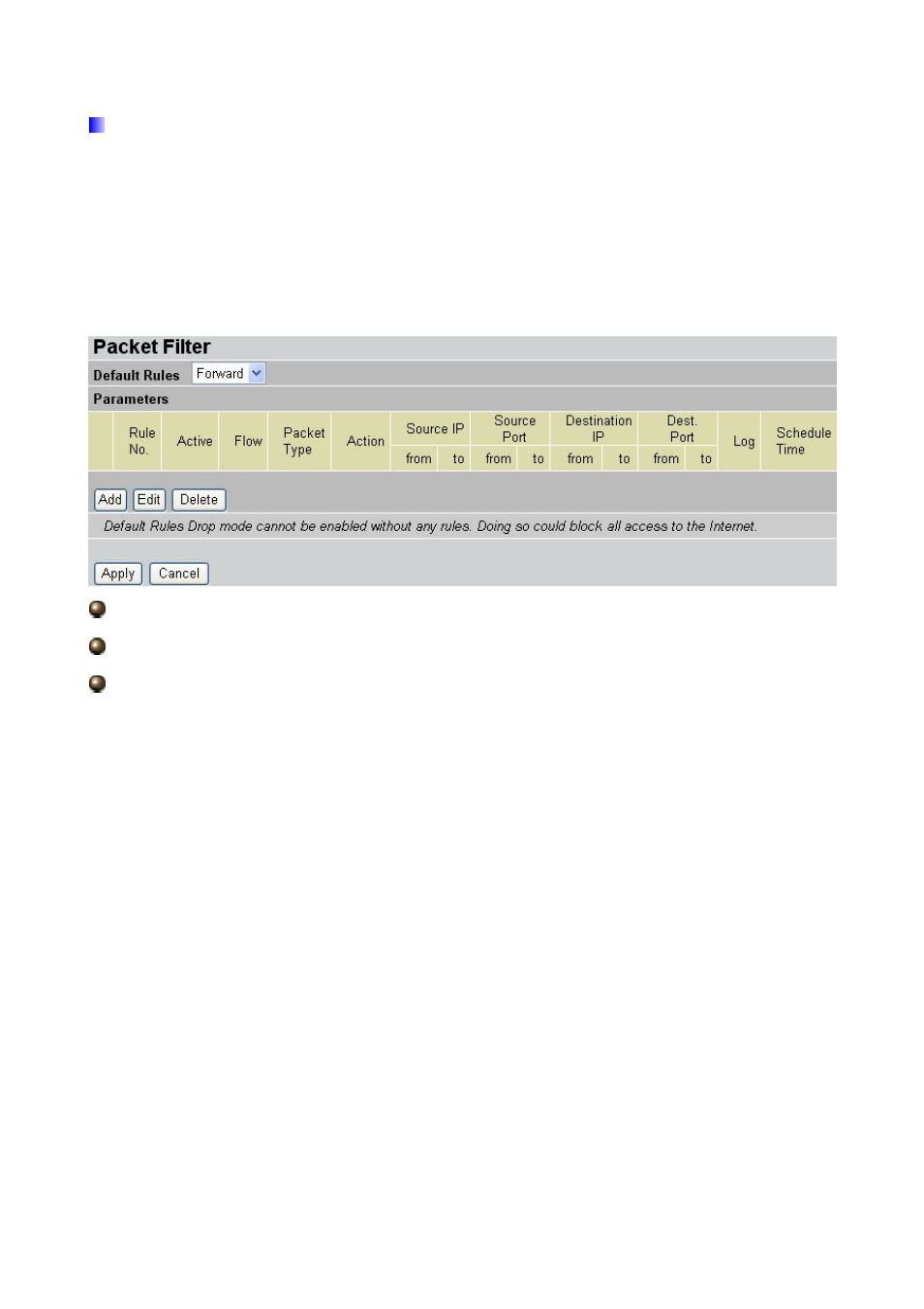 1 packet filter | Billion Electric Company BiPAC 7300M User Manual | Page 59 / 103