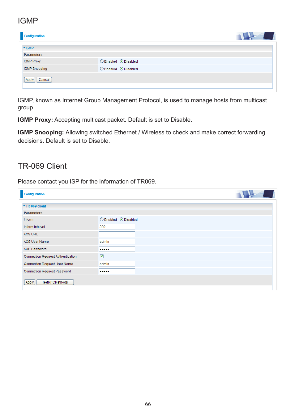 Igmp, Tr-069 client | Billion Electric Company BiPAC 7800 User Manual | Page 69 / 71