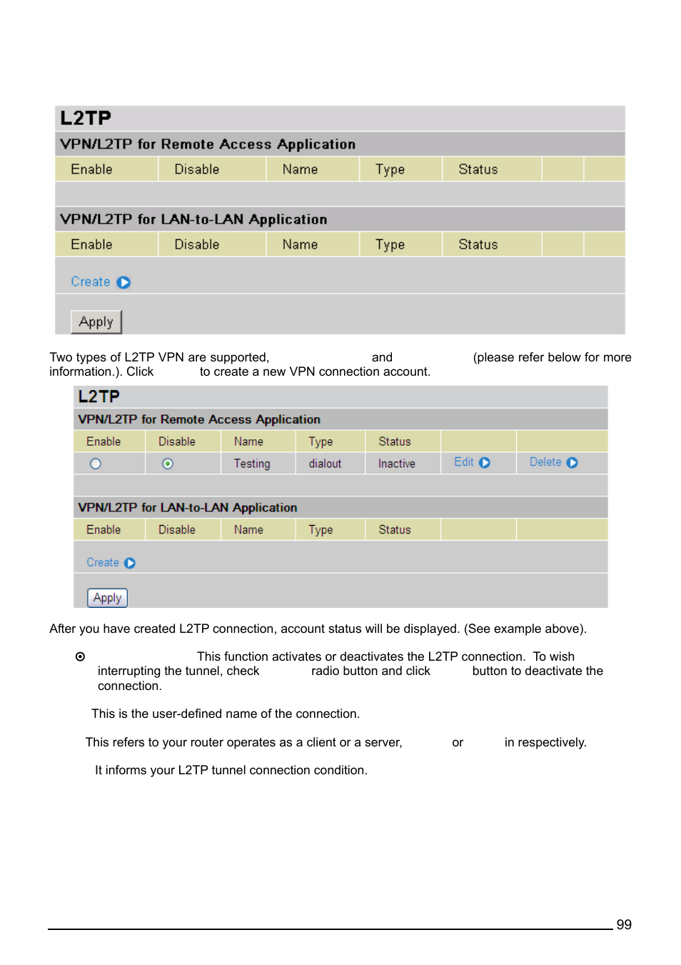 L2tp (layer two tunneling protocol) | Billion Electric Company BiPAC 7402G User Manual | Page 100 / 142