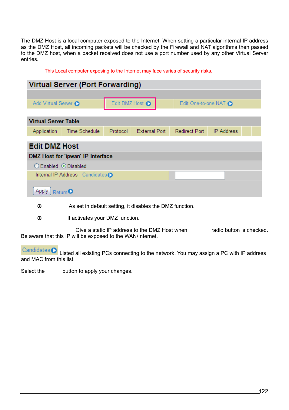 Edit dmz host edit dmz host | Billion Electric Company BiPAC 7402G User Manual | Page 123 / 142