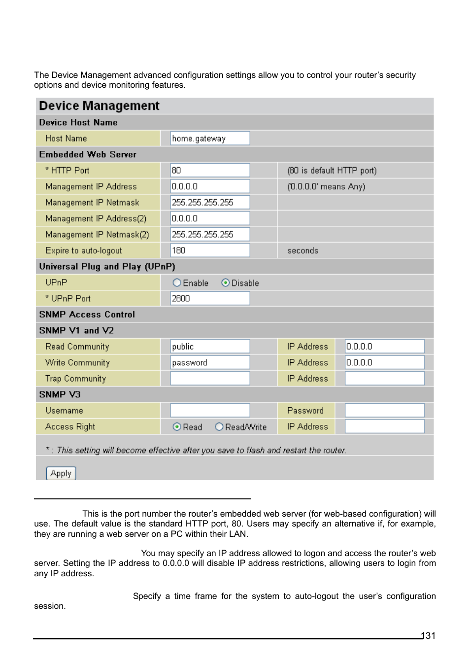 Device management | Billion Electric Company BiPAC 7402G User Manual | Page 132 / 142