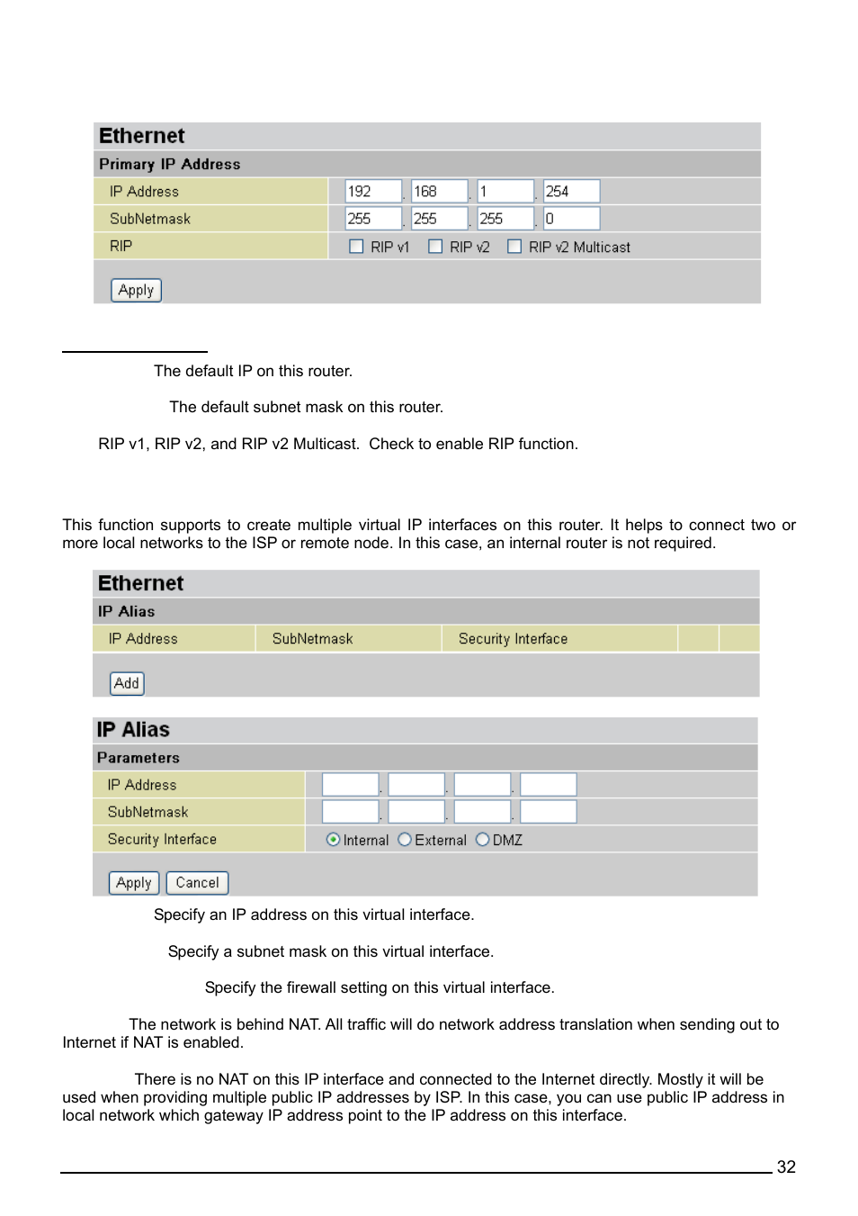 Ethernet | Billion Electric Company BiPAC 7402G User Manual | Page 33 / 142