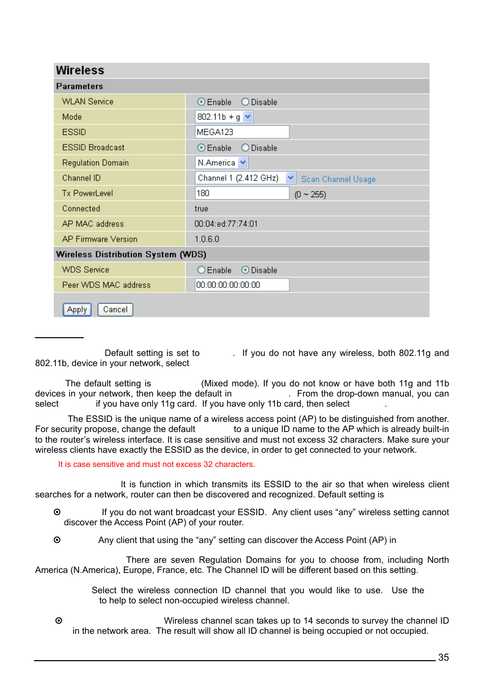 Wireless | Billion Electric Company BiPAC 7402G User Manual | Page 36 / 142