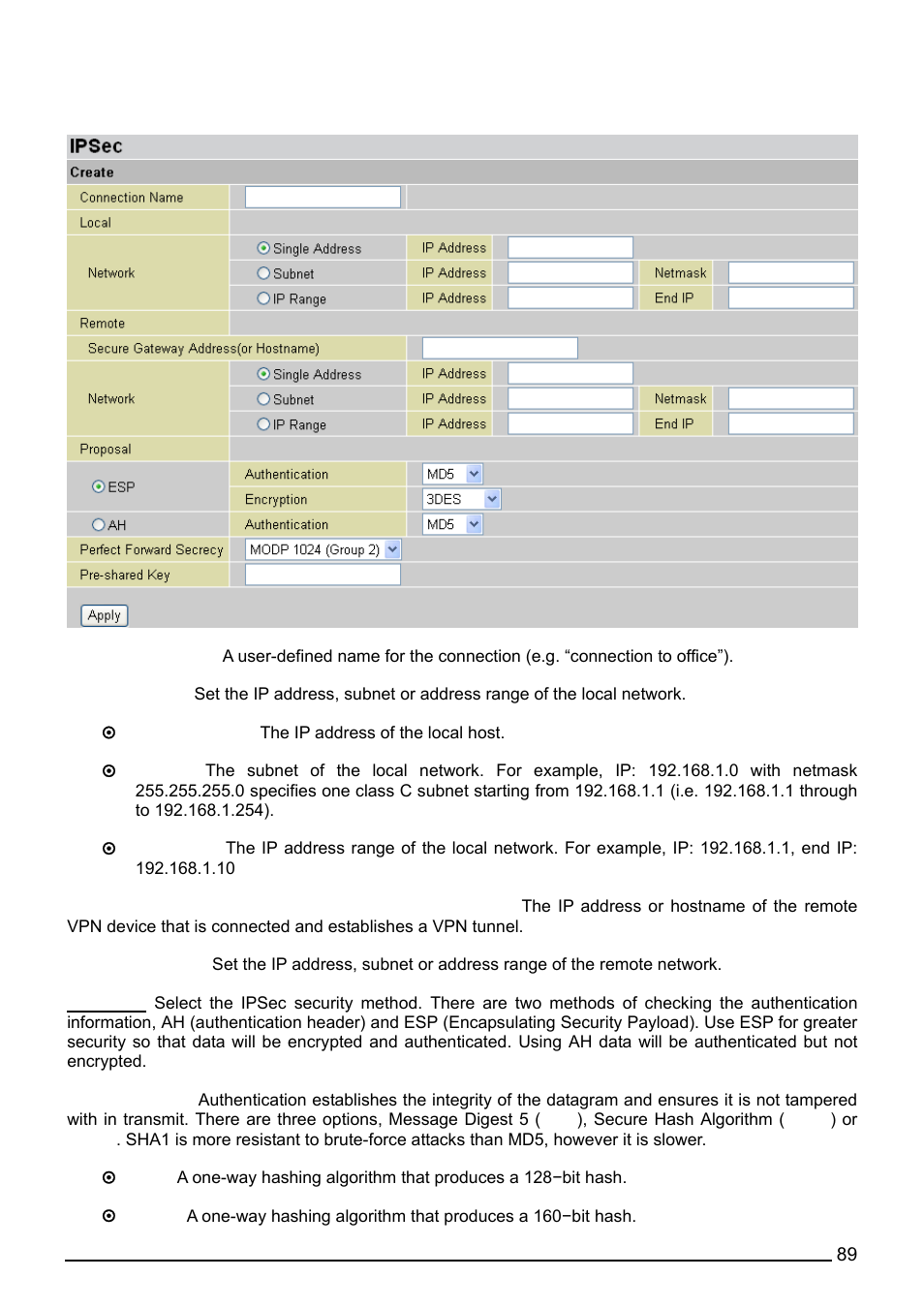 Ipsec vpn connection | Billion Electric Company BiPAC 7402G User Manual | Page 90 / 142