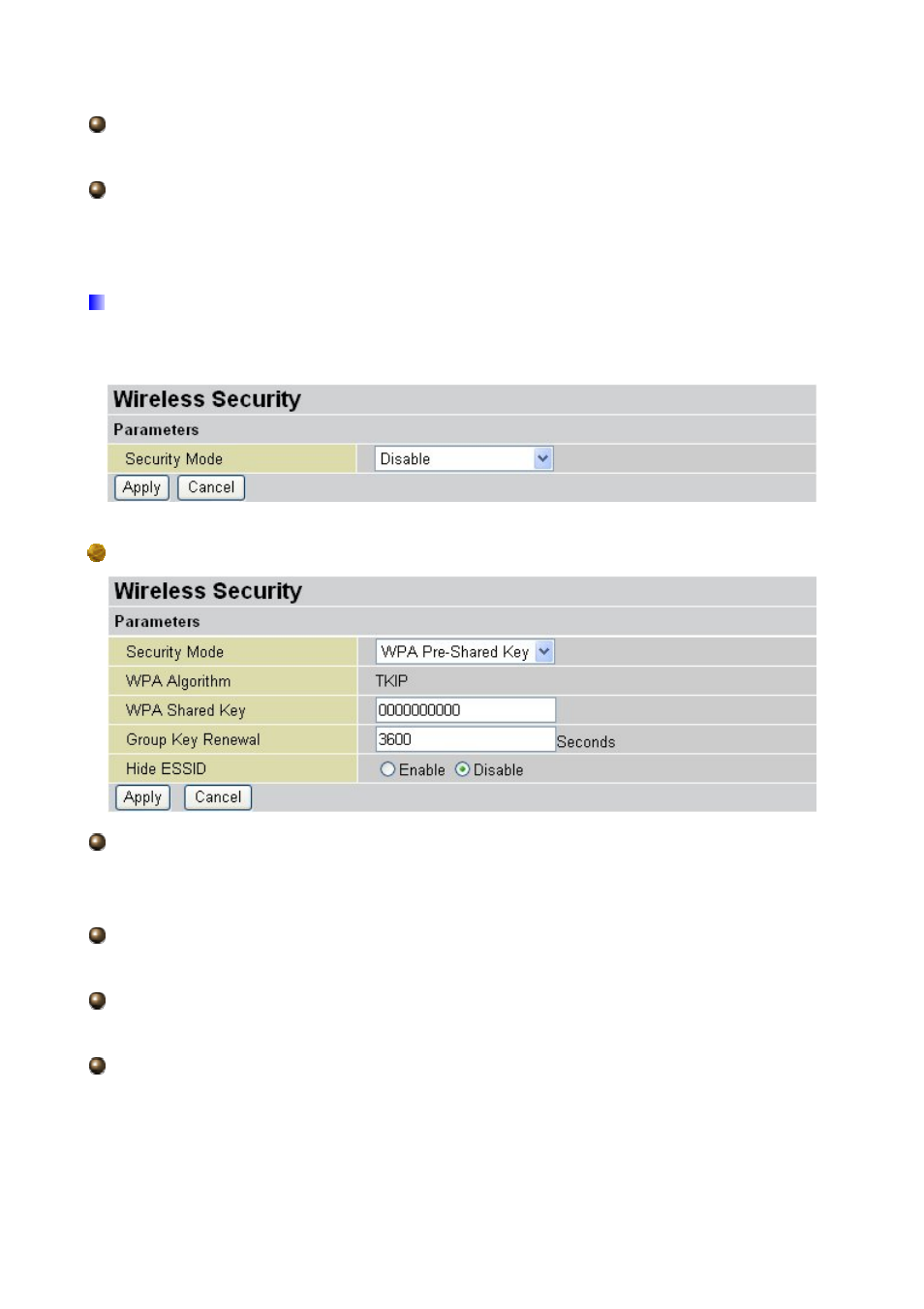 3 wireless security, Wpa pre-shared key | Billion Electric Company 7202 User Manual | Page 38 / 117