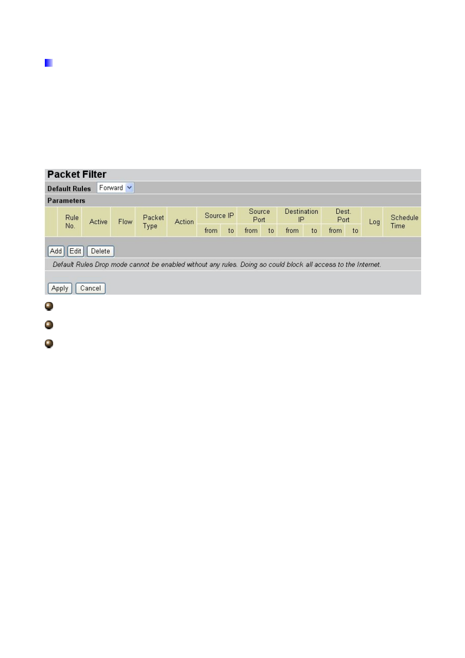 1 packet filter | Billion Electric Company 7202 User Manual | Page 56 / 117