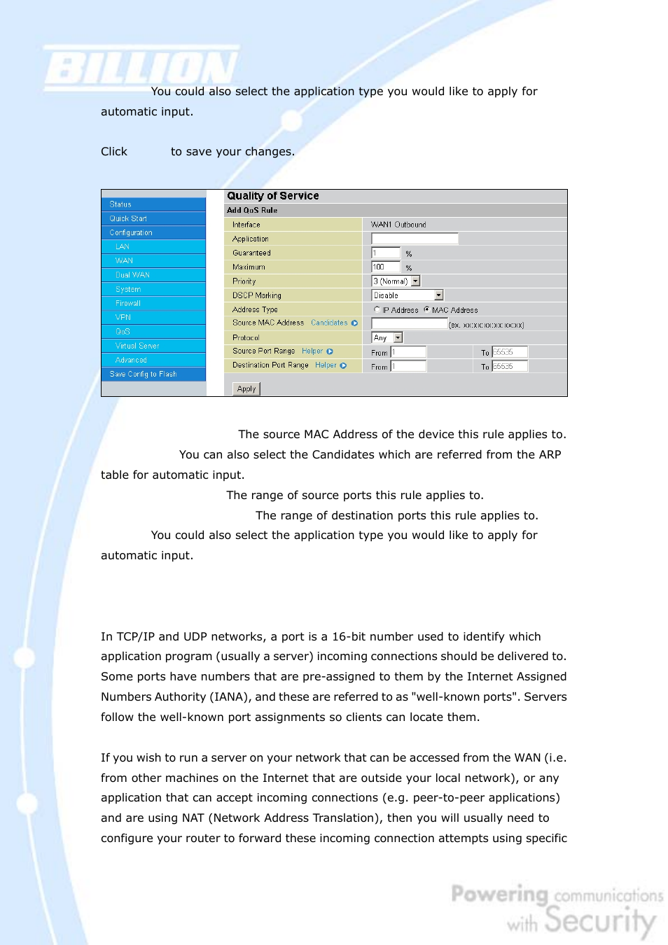 8 virtual server | Billion Electric Company BiGuard 30 User Manual | Page 128 / 209