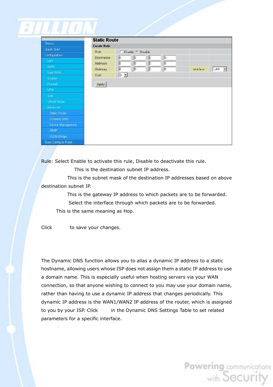 2 dynamic dns | Billion Electric Company BiGuard 30 User Manual | Page 133 / 209