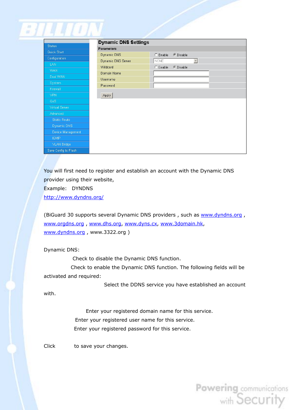 Billion Electric Company BiGuard 30 User Manual | Page 134 / 209