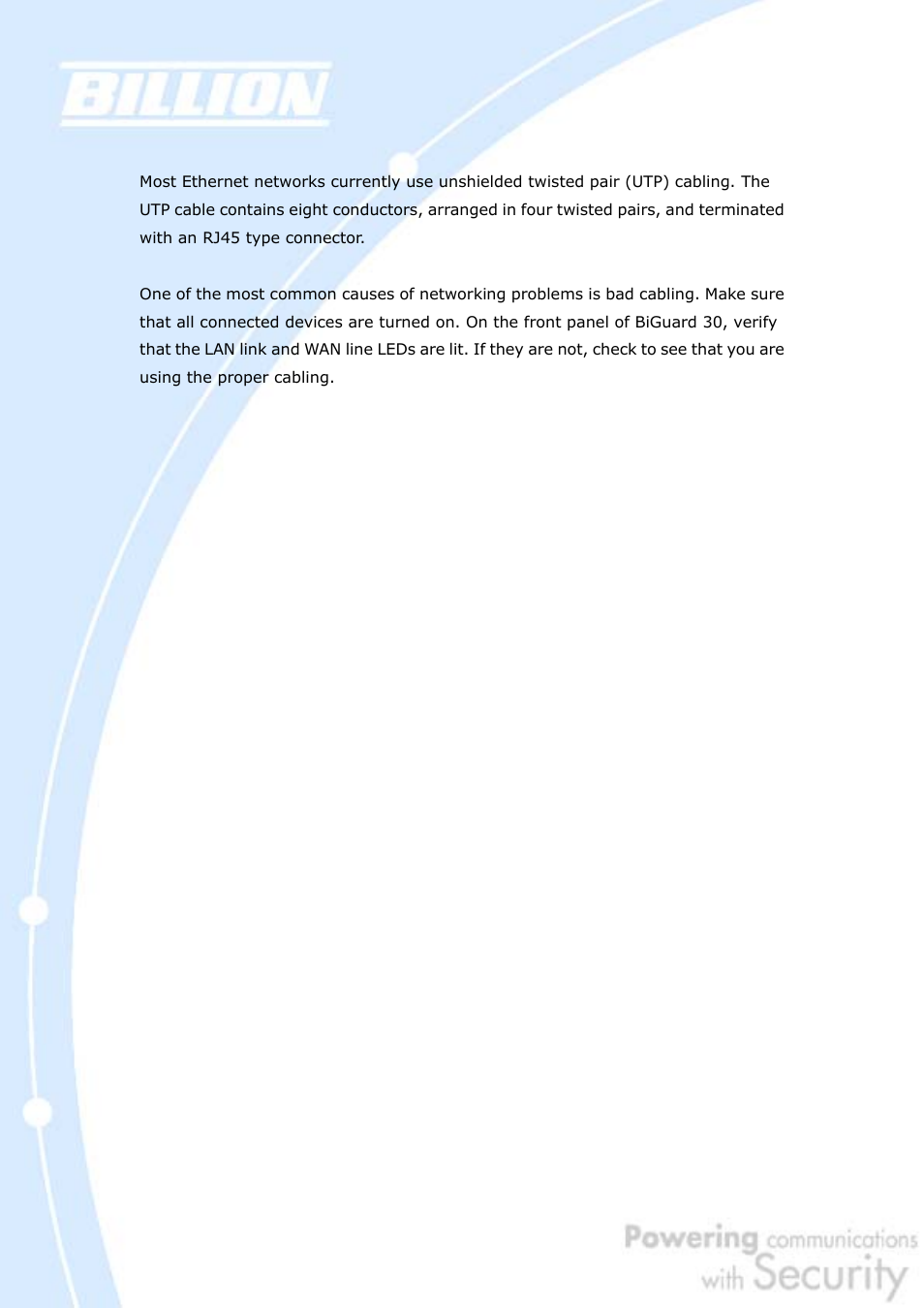4 cabling | Billion Electric Company BiGuard 30 User Manual | Page 15 / 209