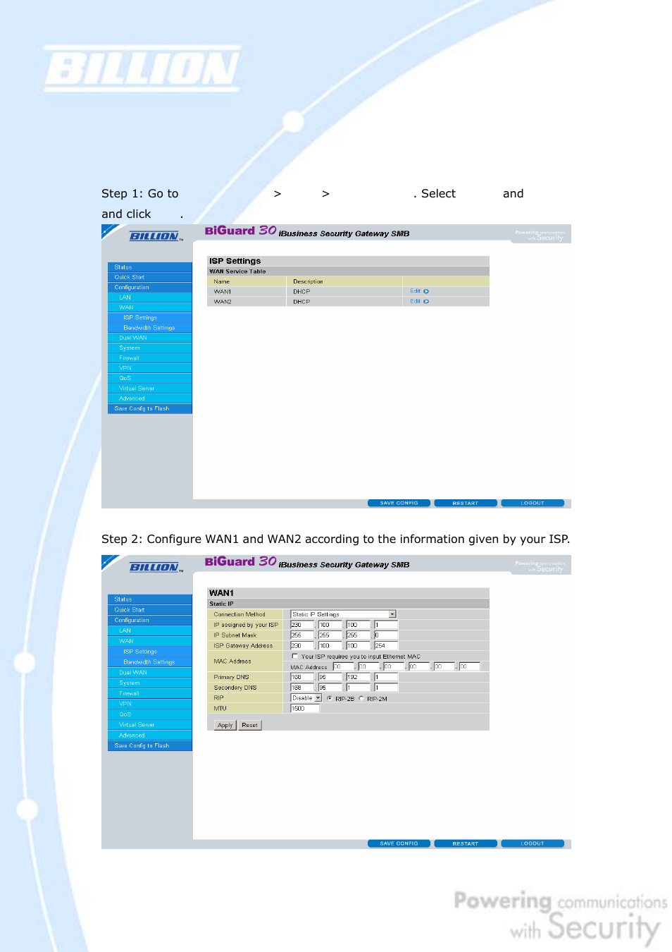 Appendix h: router setup examples, H.1 outbound fail over | Billion Electric Company BiGuard 30 User Manual | Page 173 / 209