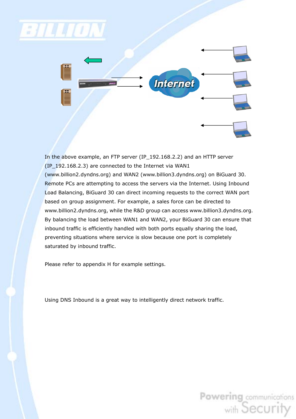 5 dns inbound, Remote access from internet | Billion Electric Company BiGuard 30 User Manual | Page 25 / 209