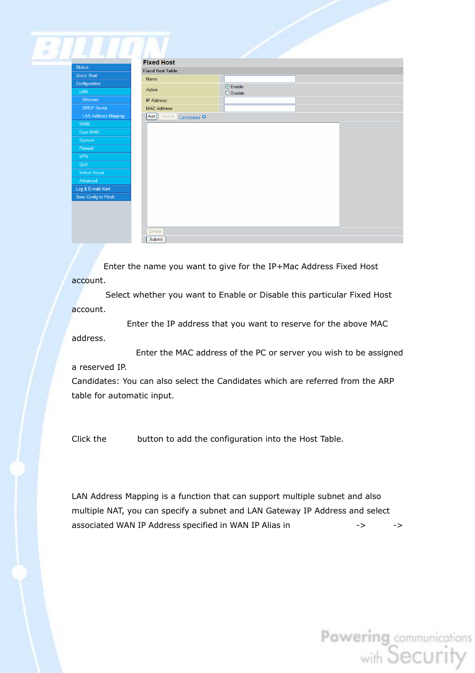 3 lan address mapping | Billion Electric Company BiGuard 30 User Manual | Page 79 / 209