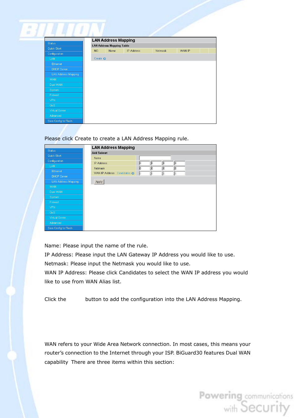 2 wan | Billion Electric Company BiGuard 30 User Manual | Page 80 / 209