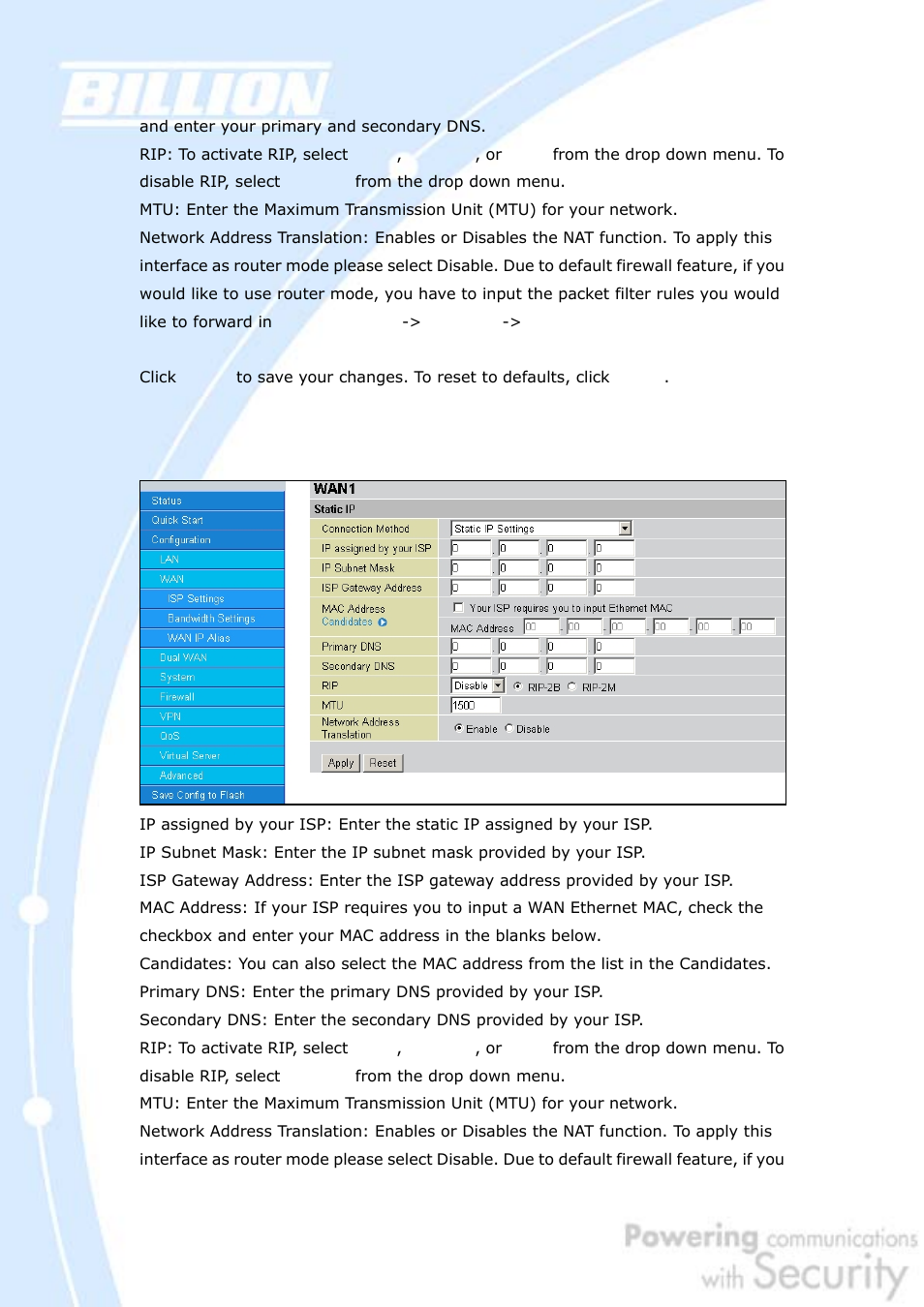 2 static ip | Billion Electric Company BiGuard 30 User Manual | Page 83 / 209