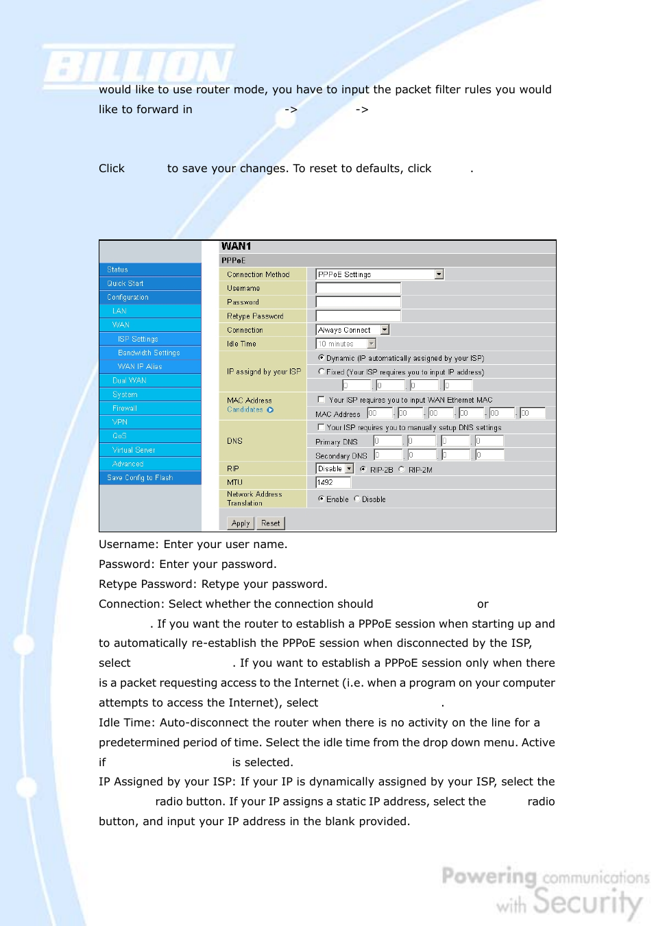 3 pppoe | Billion Electric Company BiGuard 30 User Manual | Page 84 / 209