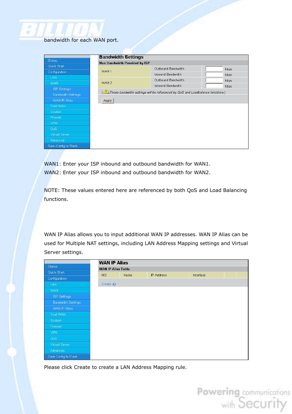 3 wan ip alias | Billion Electric Company BiGuard 30 User Manual | Page 88 / 209