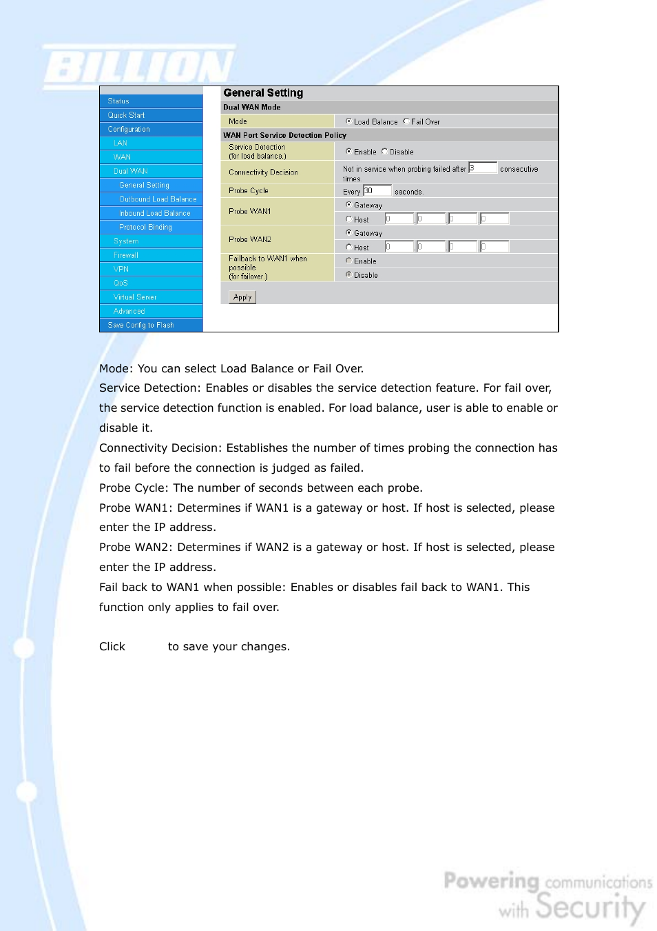 2 outbound load balance | Billion Electric Company BiGuard 30 User Manual | Page 90 / 209