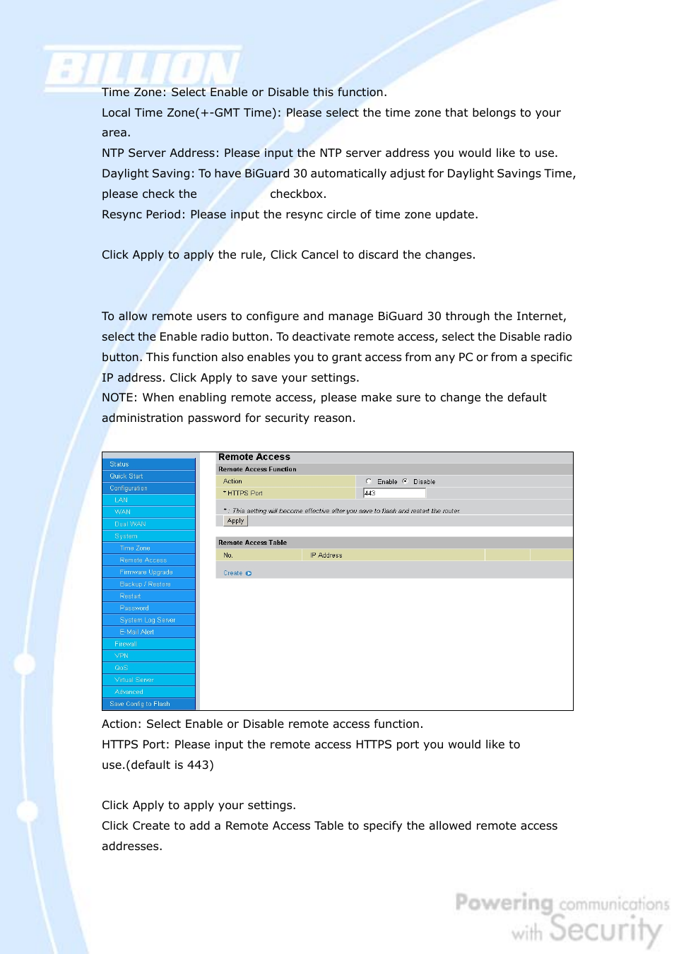 2 remote access | Billion Electric Company BiGuard 30 User Manual | Page 98 / 209