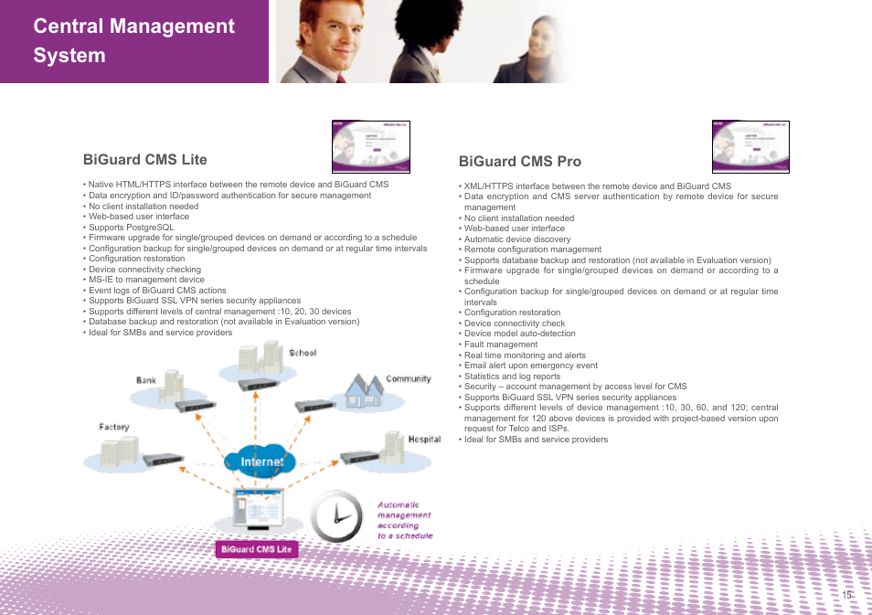 Central management system, Biguard cms lite, Biguard cms pro | Billion Electric Company Dual-WAN 3G/ADSL2+ router series' BiPAC 5210SRC User Manual | Page 15 / 20