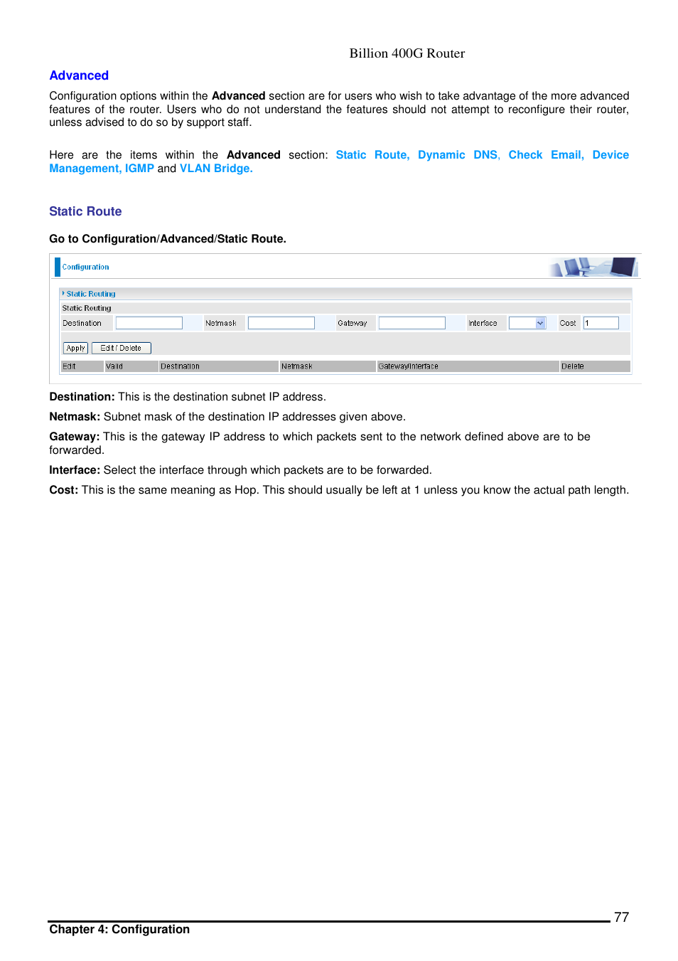 Billion Electric Company 400G User Manual | Page 80 / 88