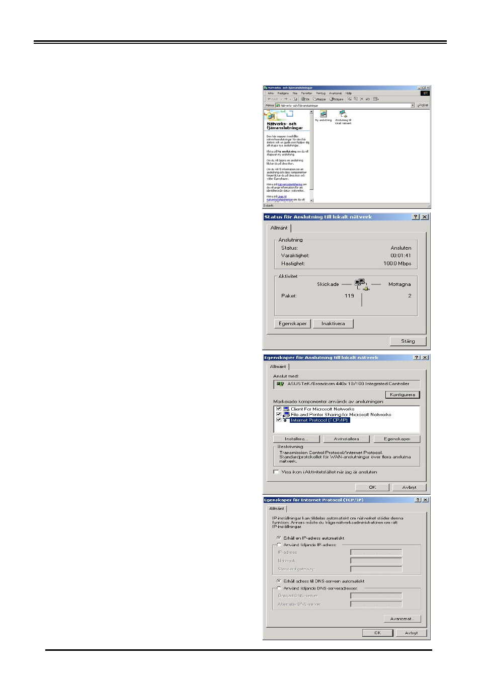 Inställning av en pc med windows 2000 | Billion Electric Company (Trdls) ADSL Router BIPAC-5100W User Manual | Page 8 / 12