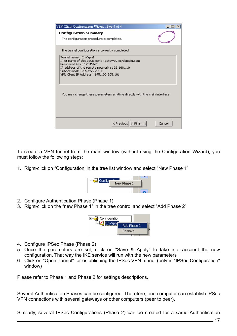 Vpn tunnel configuration, How to create a vpn tunnel | Billion Electric Company CO1 User Manual | Page 20 / 42