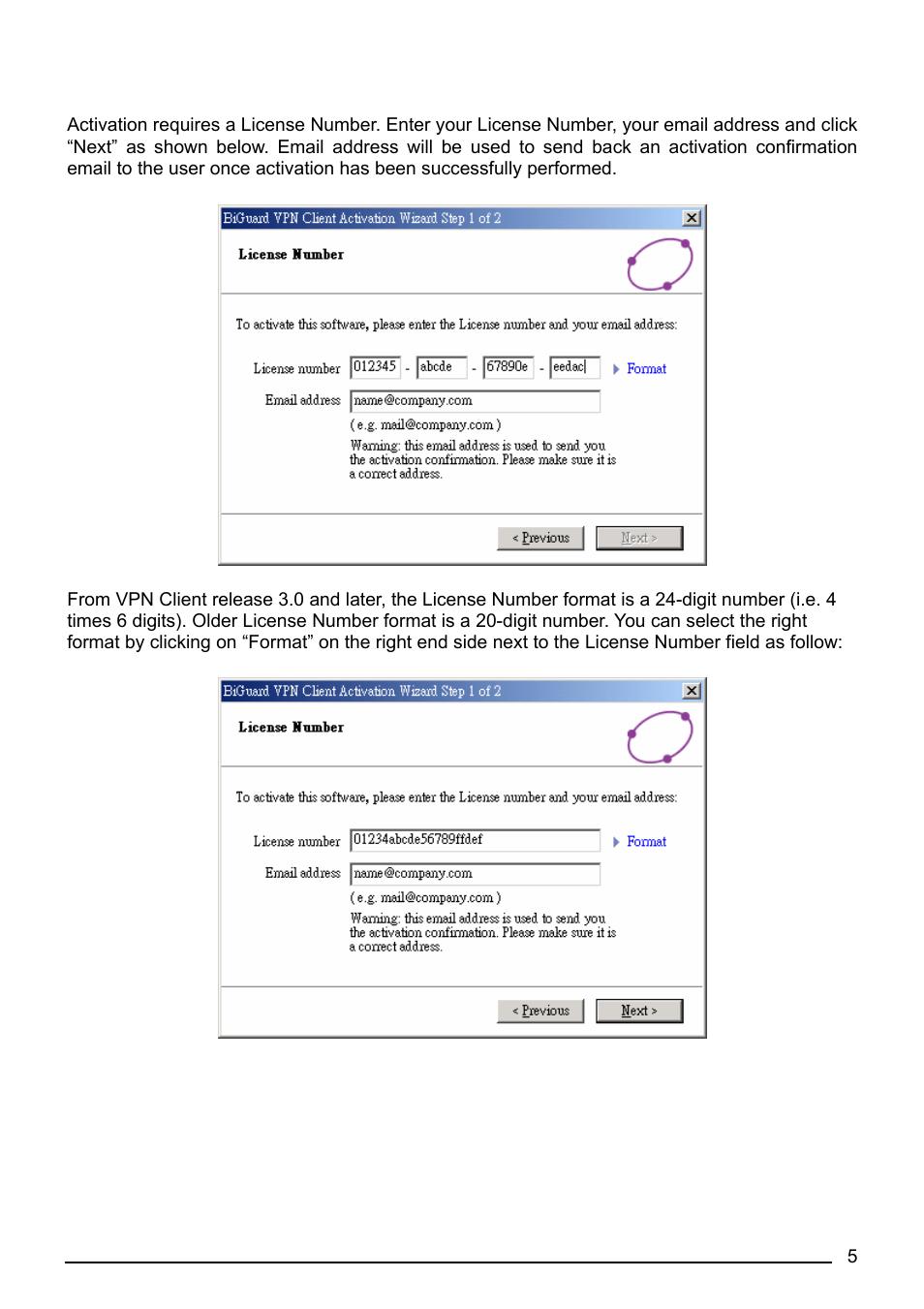 Step 1 of 2: enter license number | Billion Electric Company CO1 User Manual | Page 8 / 42