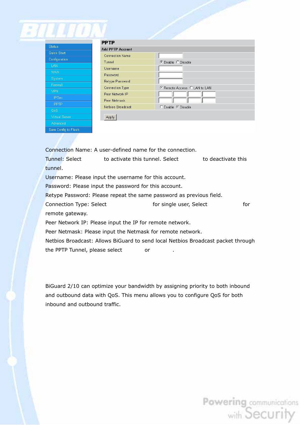 6 qos | Billion Electric Company BiGuard 2 User Manual | Page 102 / 170