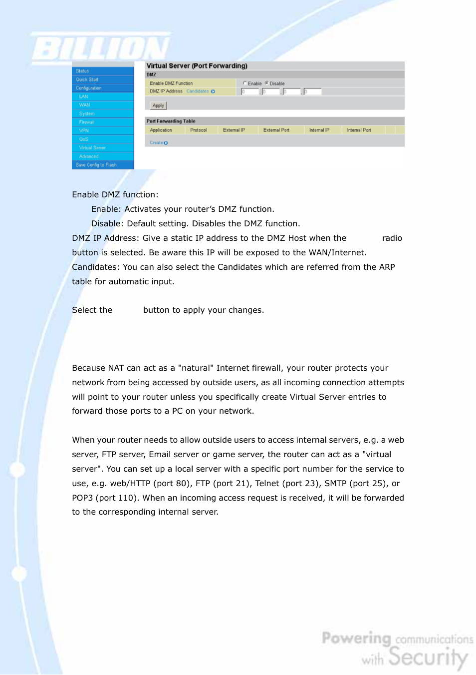 2 port forwarding | Billion Electric Company BiGuard 2 User Manual | Page 107 / 170