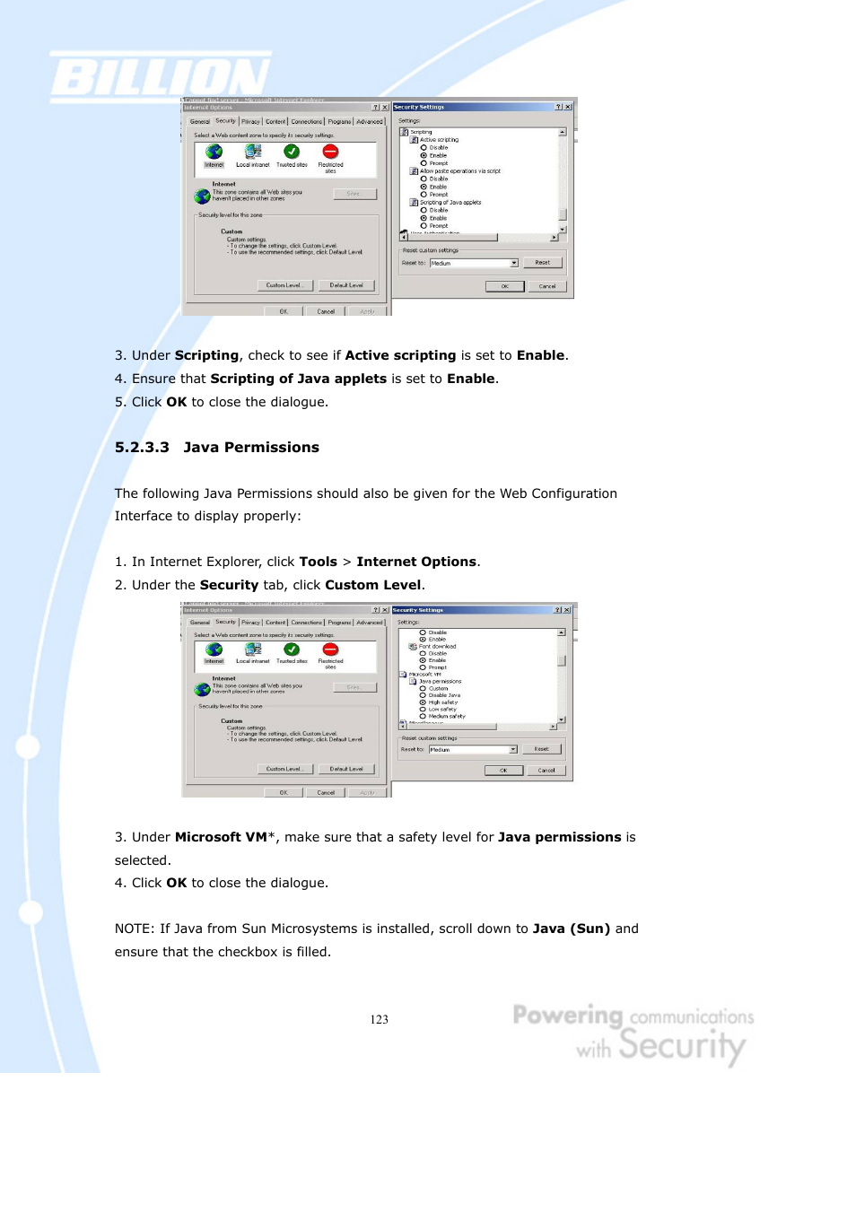 3 java permissions | Billion Electric Company BiGuard 2 User Manual | Page 123 / 170