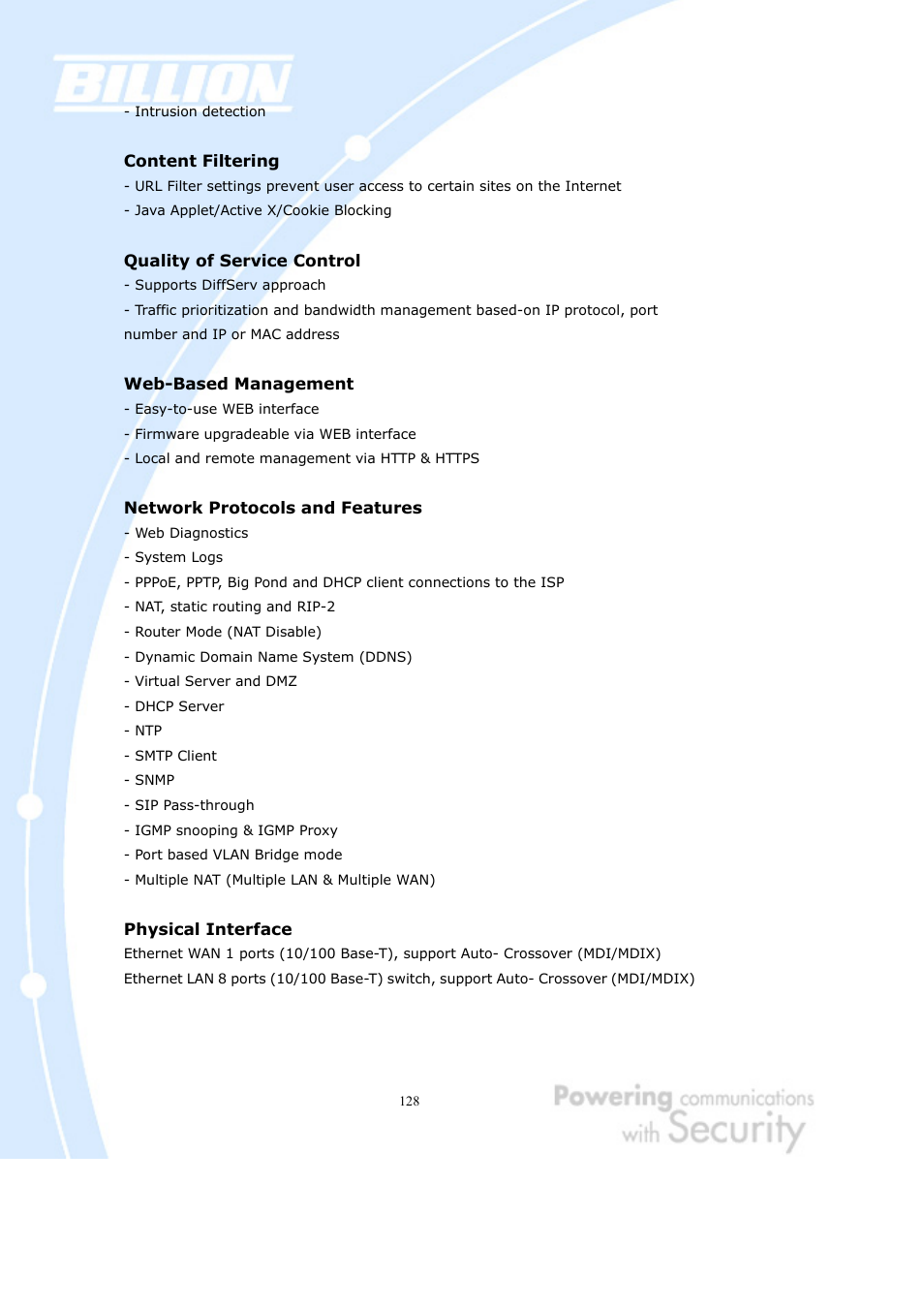 Billion Electric Company BiGuard 2 User Manual | Page 128 / 170